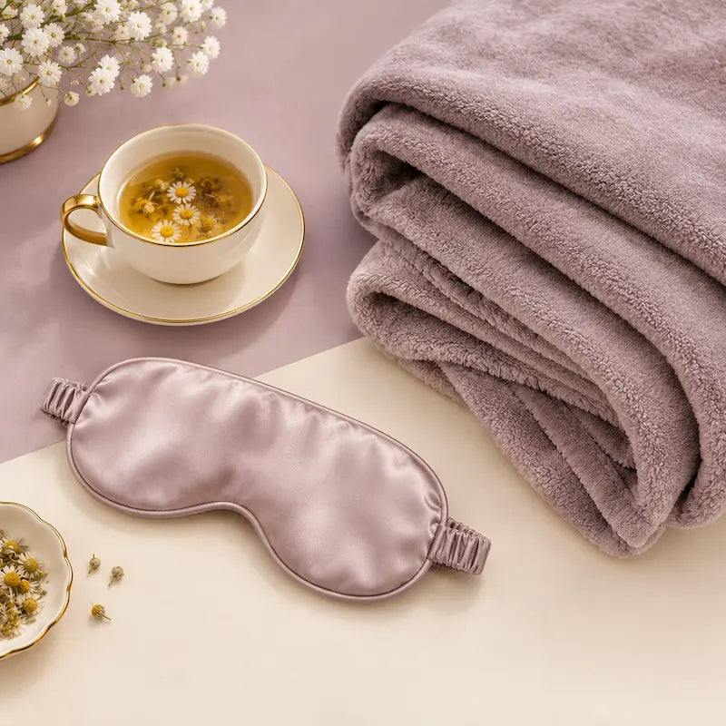 Sleep mask and blanket for a relaxing bedtime routine