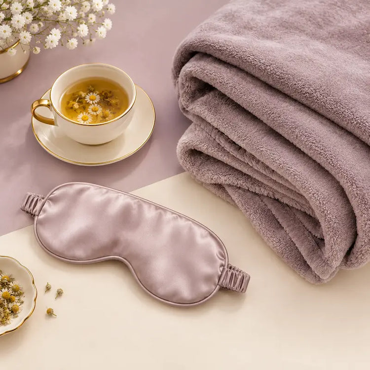 Sleep mask and blanket for a relaxing bedtime routine
