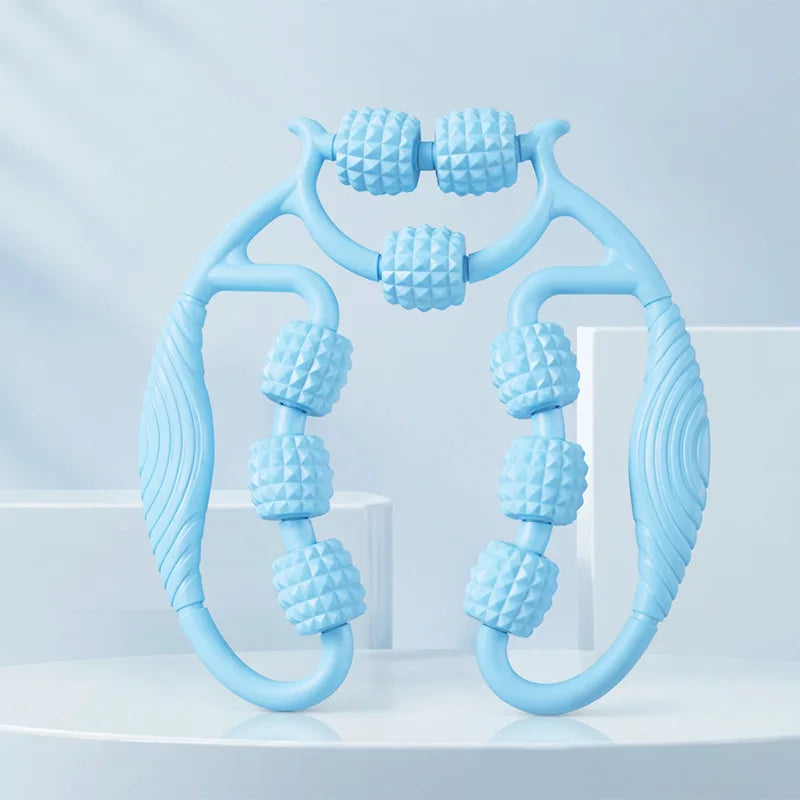 Blue 9-wheel wrap-around manual massage roller