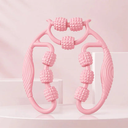 Pink 9-wheel wrap-around manual massage roller