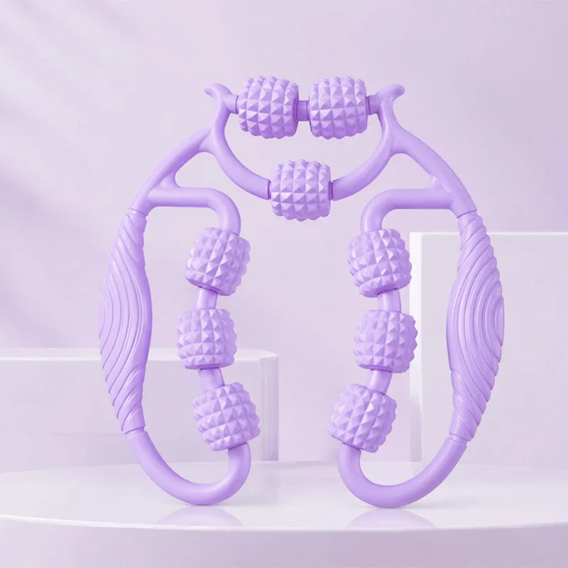 Purple 9-wheel wrap-around manual massage roller