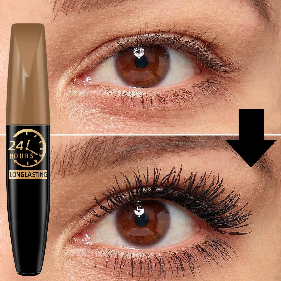 Eye makeup mascara in black color at apply on eye