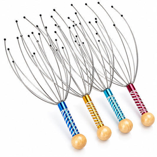 Octopus scalp massager with stainless steel wires in white background