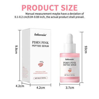 Lakerain PDRN Pink Peptide Serum with dimensions displayed on a white background