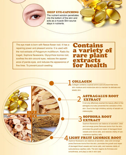 Infographic about eye mask with plant extracts and benefits