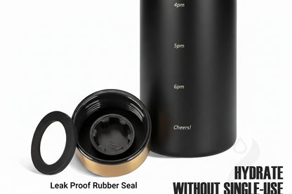  Time-marker reusable water bottle with screw-top lid