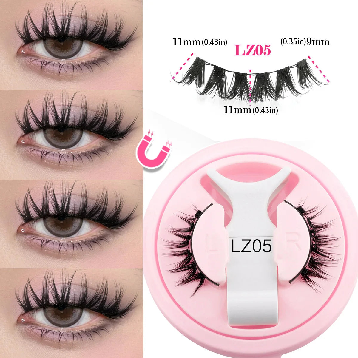 false eyelashes LZ05 with white and pink background